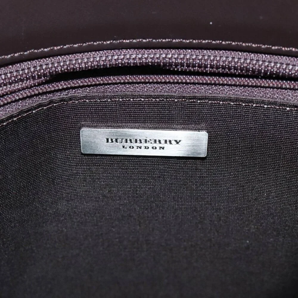 BURBERRY Hand Bag Nylon Leather Brown Silver - Picture 13 of 15